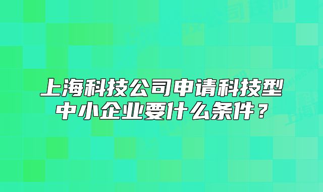 上海科技公司申请科技型中小企业要什么条件?