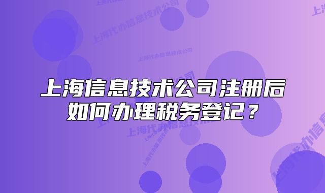 上海信息技术公司注册后如何办理税务登记？