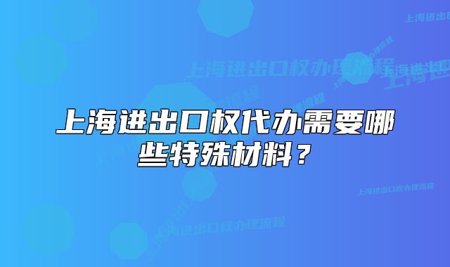 上海进出口权代办需要哪些特殊材料?
