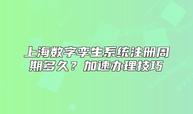 上海数字孪生系统注册周期多久？加速办理技巧