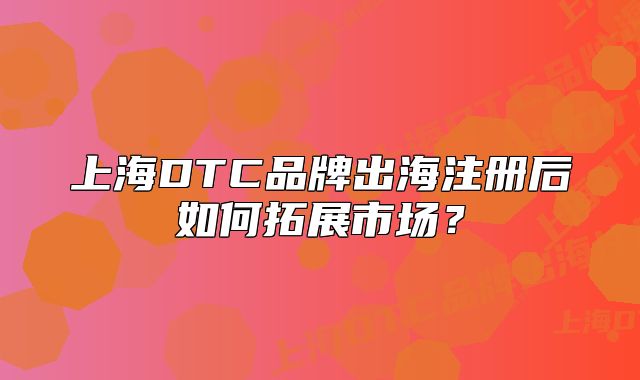 上海DTC品牌出海注册后如何拓展市场？