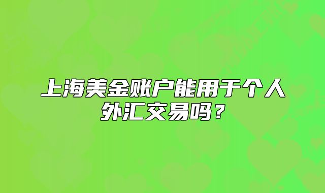 上海美金账户能用于个人外汇交易吗？