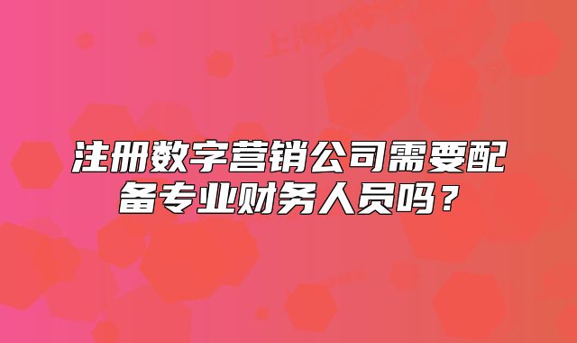 注册数字营销公司需要配备专业财务人员吗?