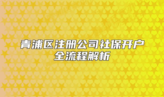 青浦区注册公司社保开户全流程解析