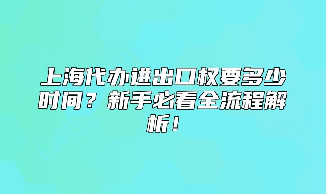 上海代办进出口权要多少时间？新手必看全流程解析！