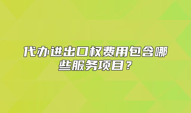 代办进出口权费用包含哪些服务项目？