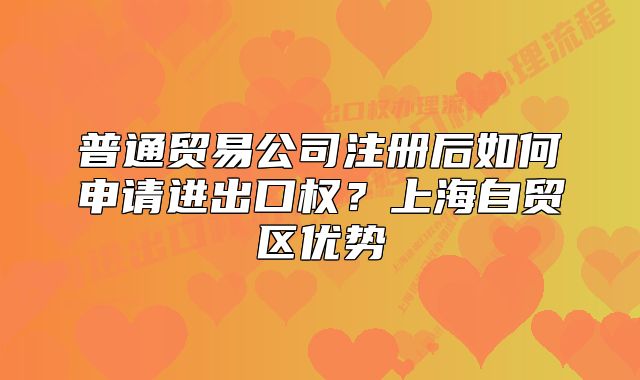 普通贸易公司注册后如何申请进出口权？上海自贸区优势