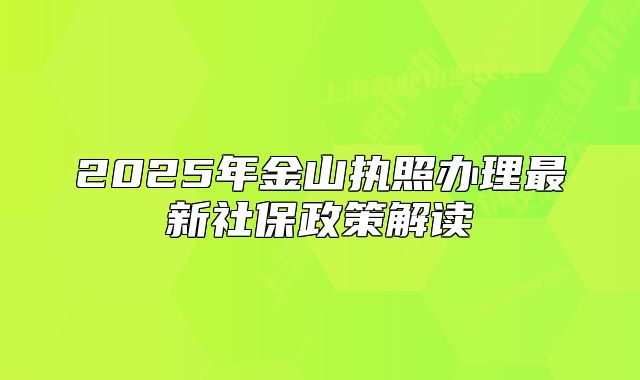 2025年金山执照办理最新社保政策解读