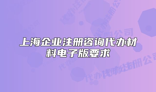 上海企业注册咨询代办材料电子版要求