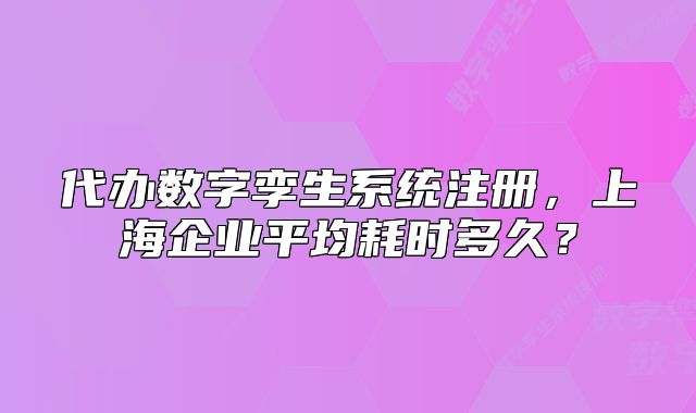 代办数字孪生系统注册,上海企业平均耗时多久?