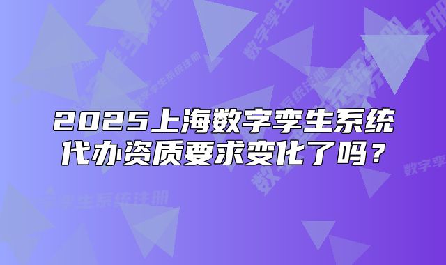 2025上海数字孪生系统代办资质要求变化了吗？