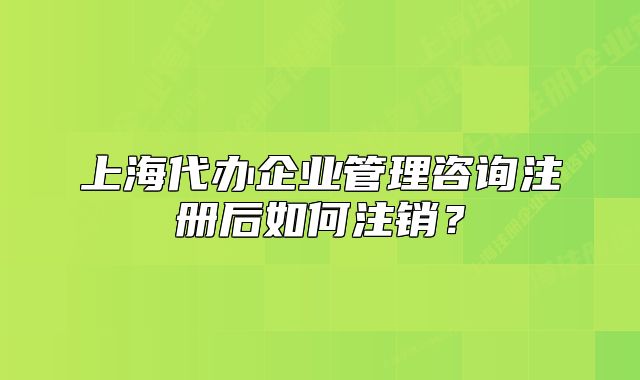 上海代办企业管理咨询注册后如何注销?