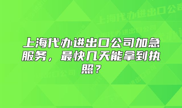 上海代办进出口公司加急服务,最快几天能拿到执照?