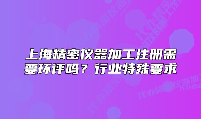 上海精密仪器加工注册需要环评吗?行业特殊要求