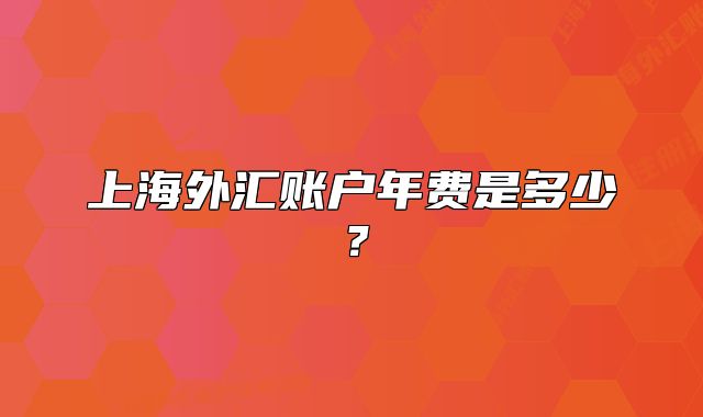 上海外汇账户年费是多少？