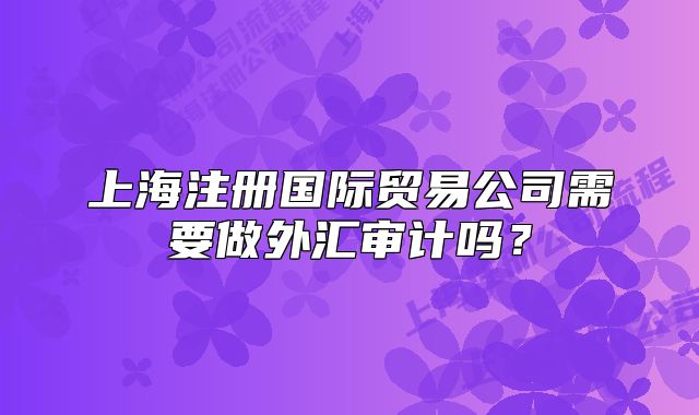 上海注册国际贸易公司需要做外汇审计吗?
