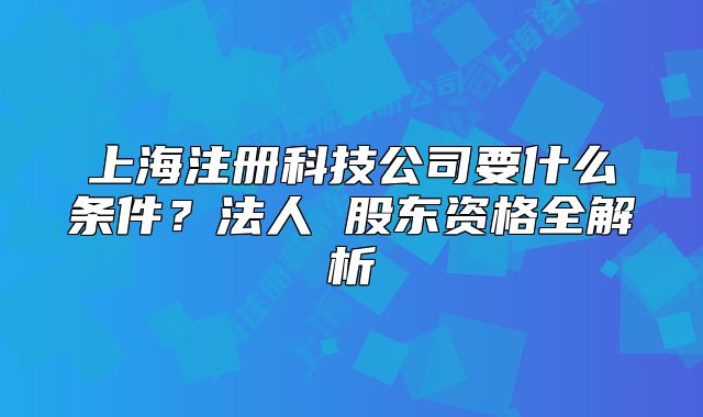 上海注册科技公司要什么条件?法人 股东资格全解析