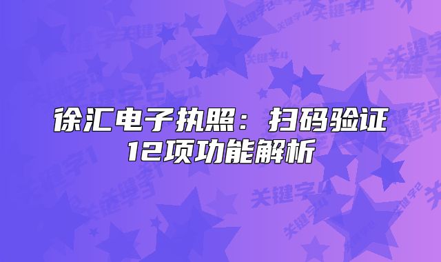 徐汇电子执照:扫码验证12项功能解析