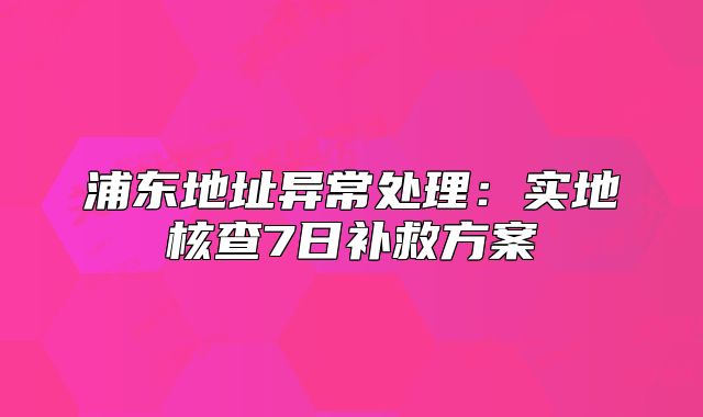 浦东地址异常处理：实地核查7日补救方案
