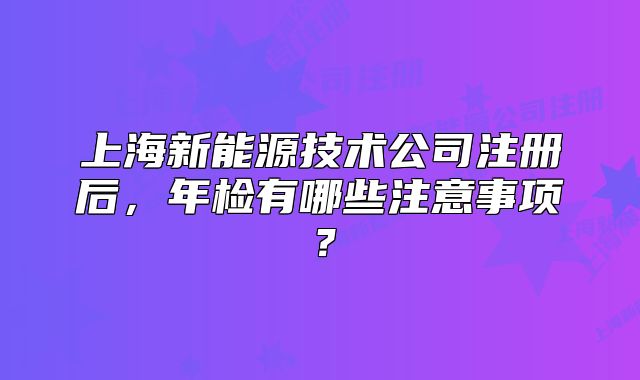 上海新能源技术公司注册后,年检有哪些注意事项?