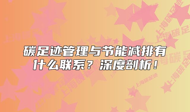 碳足迹管理与节能减排有什么联系？深度剖析！