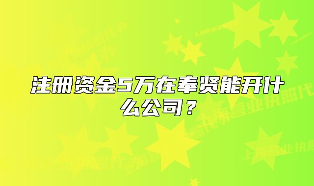 注册资金5万在奉贤能开什么公司?