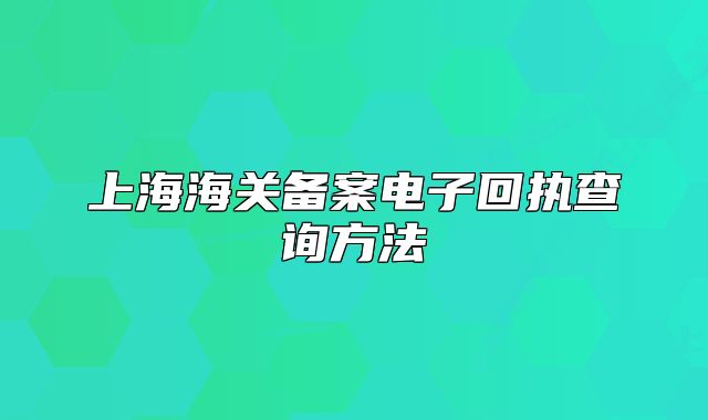 上海海关备案电子回执查询方法
