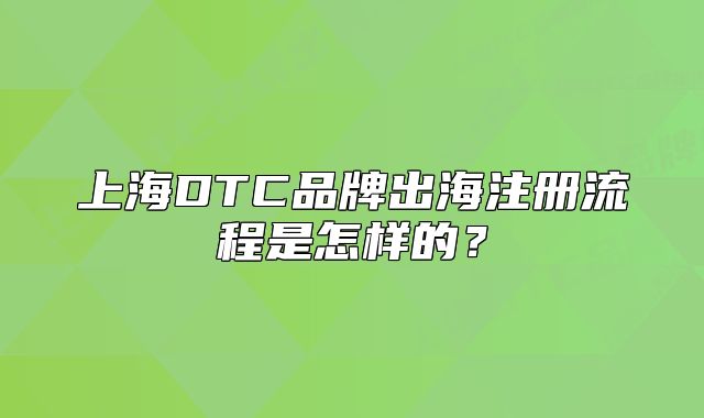 上海DTC品牌出海注册流程是怎样的?