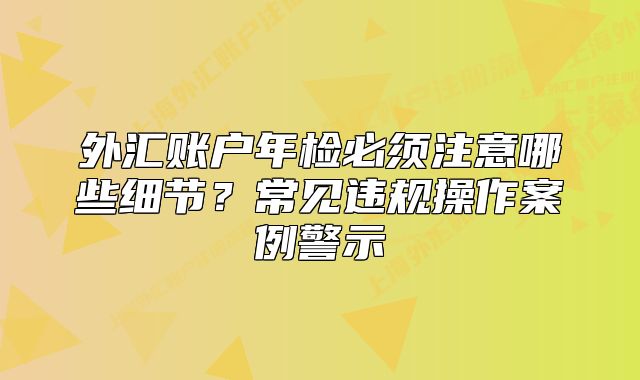 外汇账户年检必须注意哪些细节?常见违规操作案例警示