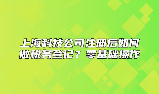 上海科技公司注册后如何做税务登记?零基础操作
