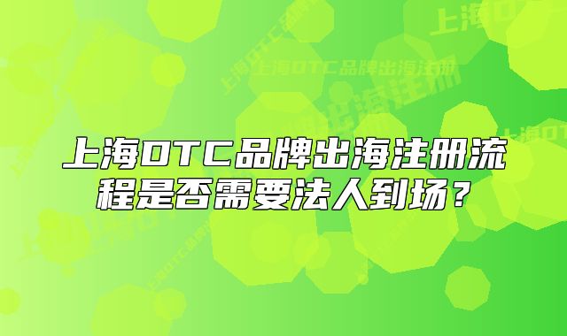 上海DTC品牌出海注册流程是否需要法人到场?