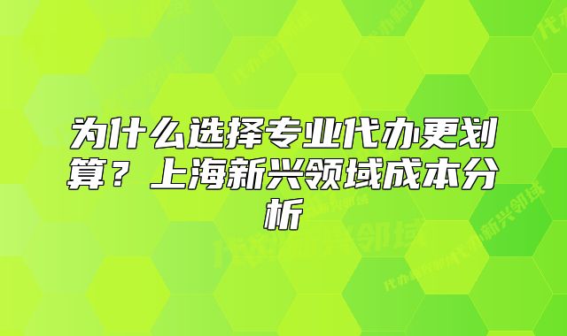 为什么选择专业代办更划算？上海新兴领域成本分析