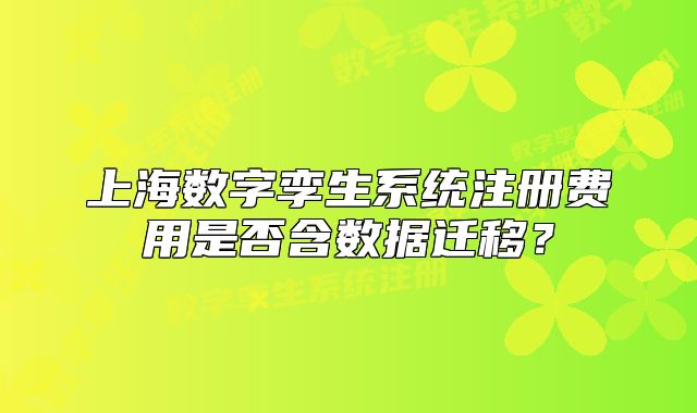上海数字孪生系统注册费用是否含数据迁移?