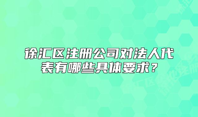 徐汇区注册公司对法人代表有哪些具体要求?