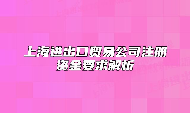 上海进出口贸易公司注册资金要求解析