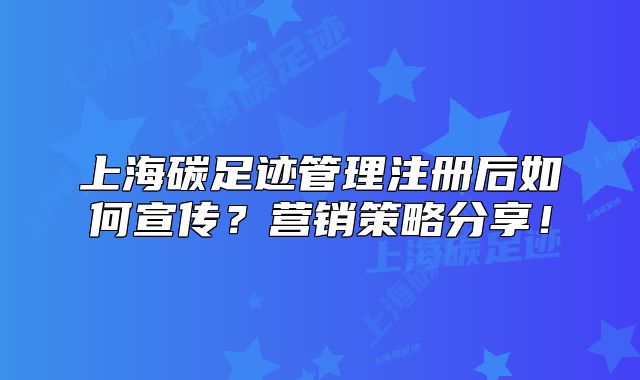 上海碳足迹管理注册后如何宣传?营销策略分享!