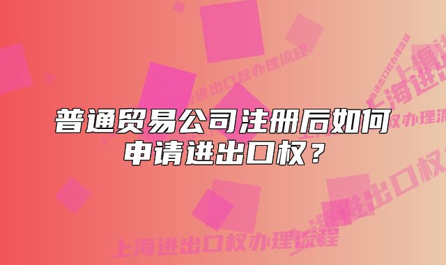 普通贸易公司注册后如何申请进出口权？