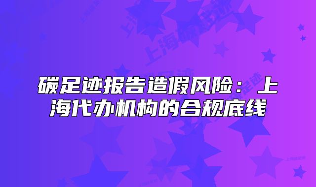 碳足迹报告造假风险:上海代办机构的合规底线