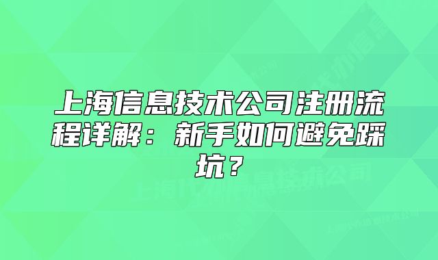 上海信息技术公司注册流程详解:新手如何避免踩坑?