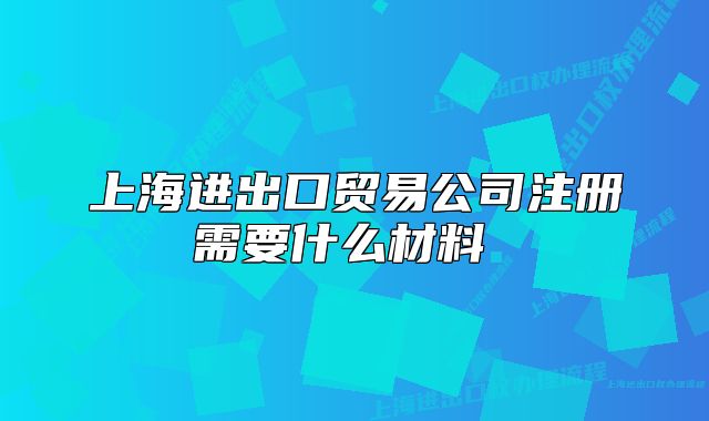 上海进出口贸易公司注册需要什么材料 