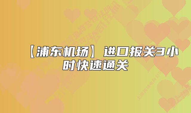 【浦东机场】进口报关3小时快速通关
