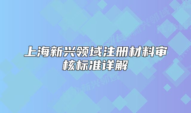 上海新兴领域注册材料审核标准详解