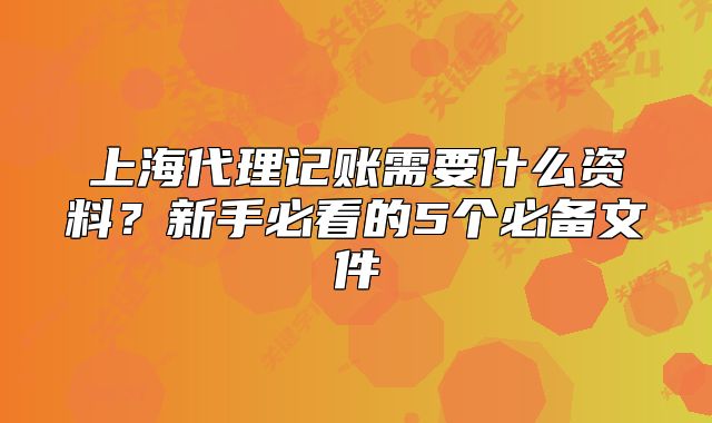 上海代理记账需要什么资料?新手必看的5个必备文件