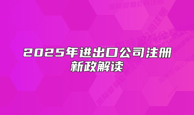 2025年进出口公司注册新政解读
