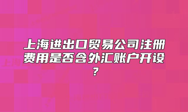 上海进出口贸易公司注册费用是否含外汇账户开设？