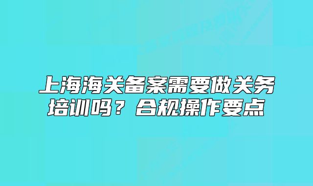 上海海关备案需要做关务培训吗？合规操作要点