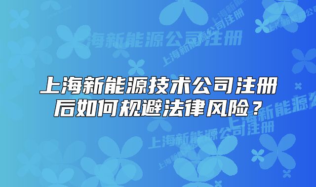 上海新能源技术公司注册后如何规避法律风险?