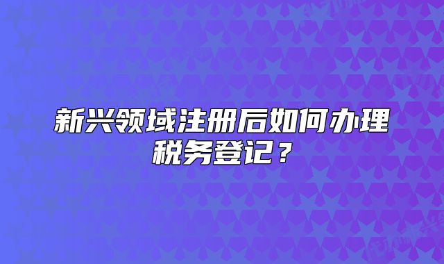新兴领域注册后如何办理税务登记?