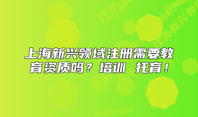 上海新兴领域注册需要教育资质吗?培训 托育!
