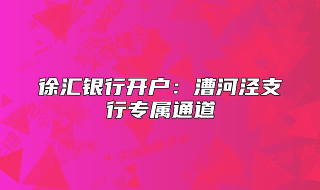 徐汇银行开户:漕河泾支行专属通道
